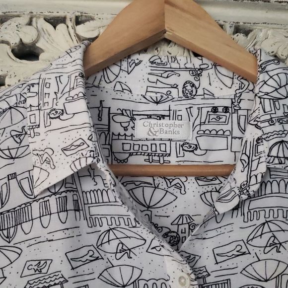 3 for $25 Christopher & Banks Beach French Riviera White Top - Picture 3 of 7